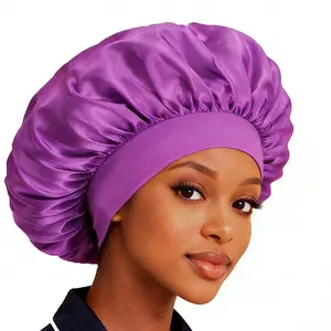 Purple Satin Sleep Cap for Women, Single Layer Silk Bonnet for Curly and Natural Hair, Gentle Night Protection school gift Sleeping Bonnet