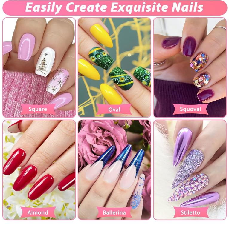 600PCS Clear Coffin Nail Tips Set Qinzave Clear Acrylic Nail Tips with Nail Glue Coffin Nails Full Cover with Nail Display Stand, Cuticle Nail Pusher Remover, Nail Files Buffer