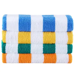 VEVOR Beach Towel,  4 Pack Oversized Beach Towels, 30 x 60 in Cabana Striped Large Pool Towel, 100% Cotton Soft and Quickly Dry Thick Swimming Towels, for Vacation, Swimming, Beaches, and Bathroom