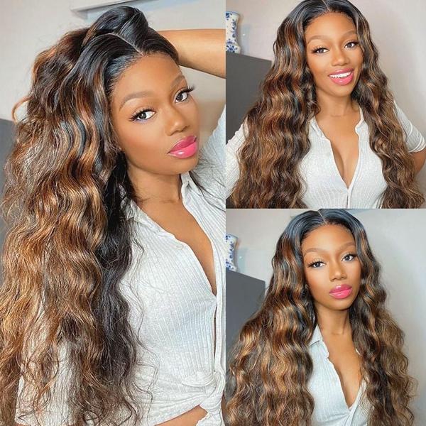P4/27 Highlight Loose Deep Wave Bundles Honey Blonde Brown Colored Human Hair Weave Bundles Deep Wave Quick Weave Extensions