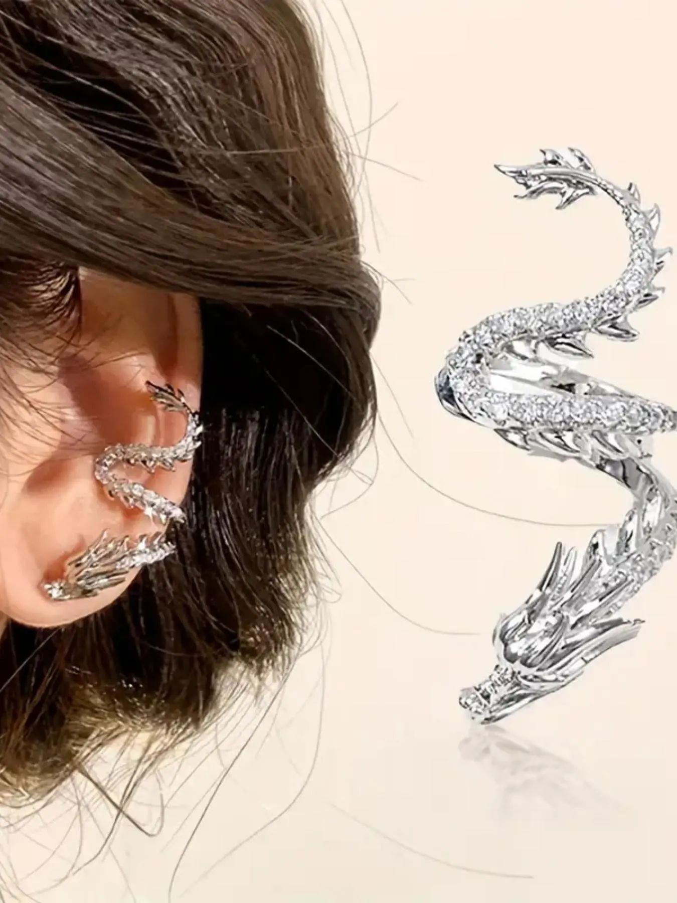 Dragon Design Ear Cuff, Fashionable Non-pierced Dangle Earrings for Women & Girls, Trendy All-match & Exquisite Jewelry for Birthday Gift, Jewelry Ear Cuffs, Dangly Earrings
