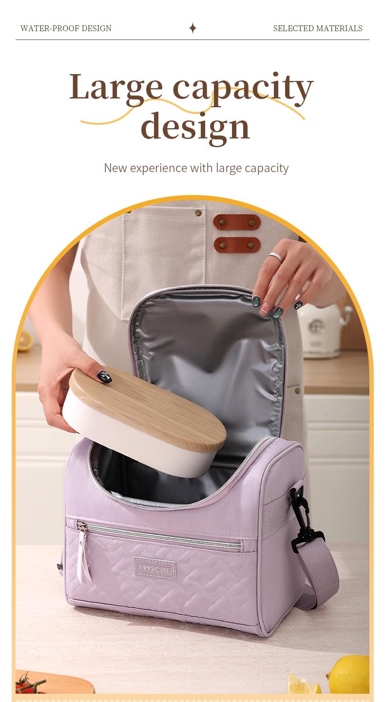 2.11gal Durable Oxford Cloth Lunch Bag, Aluminum Foil Insulated Lunch Bag with Zippered Compartments and Adjustable Shoulder Strap - Simple Everyday Use Bag