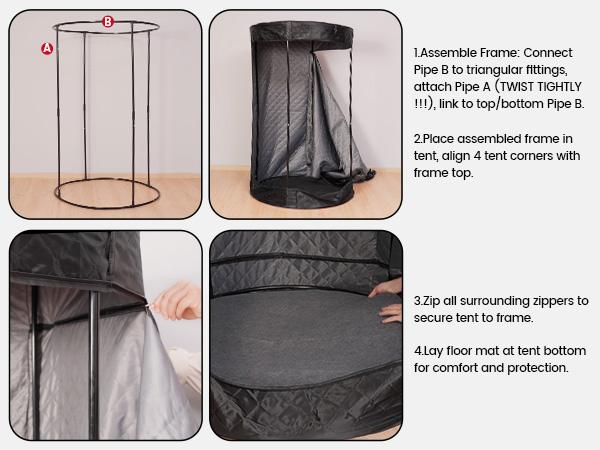 Syvio Portable Sauna Box for Relaxation, Detoxification, Steam Sauna Tent for Home with 3.0L Steamer, Folding Chair, Remote Control, Doormat, 9 Levels, 3.6' x 3.6' x 5.9', Circular