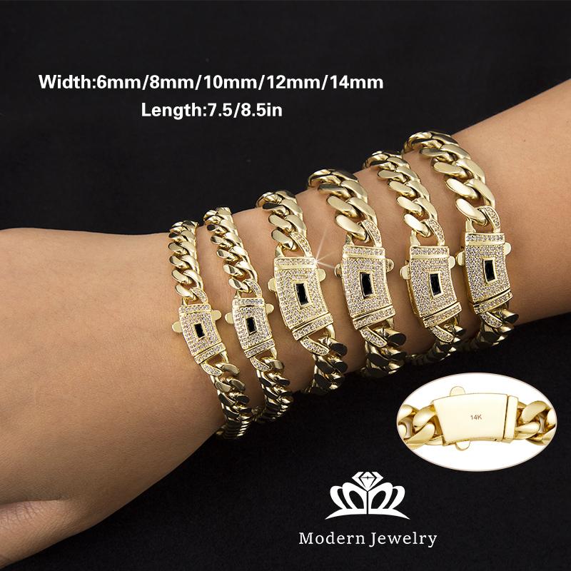 14k Gold Plated Miami Cuban Link Chain Bracelet, Thickened, Dense and Chunky 7.5/8.5 inch-Hip-Hop Jewelry for Men/Women Hypoallergenic Material, Sweat-Resistant, Chunky Gold Bracelet for Streetwear, Dates and Daily Wear, Trendy Accessory Christmas Gift