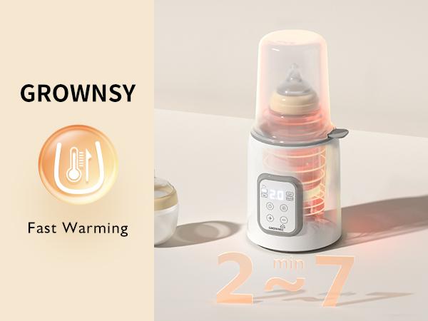 Grownsy 8-in-1 Baby Bottle Warmer with Timer, Fast Milk Warmer for Breastmilk or Formula, Accurate Temp Control, Fits All Bottles