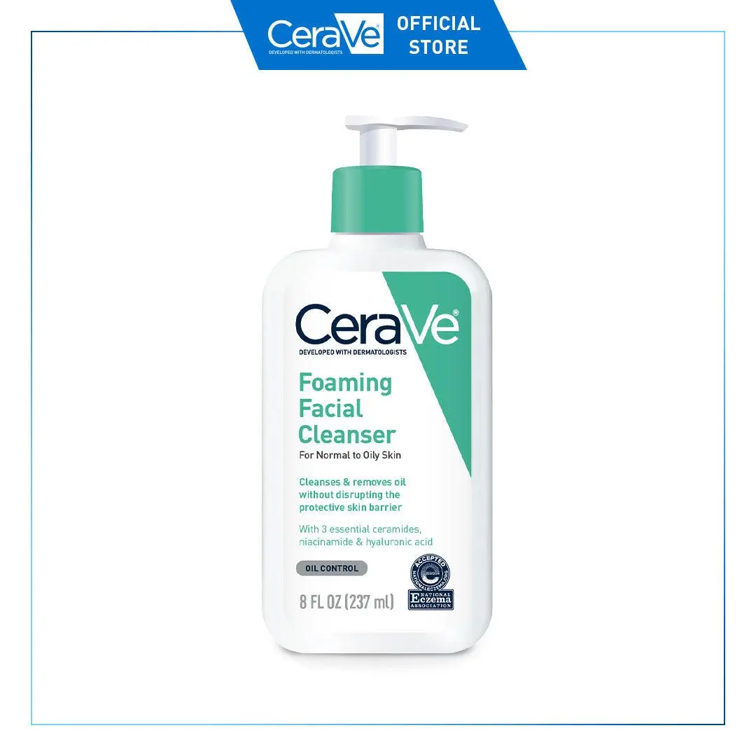 CeraVe Foaming Facial Cleanser | Normal to Oily Skin | Daily Face Wash | Oil Control Gel-to-Foam | 8 oz