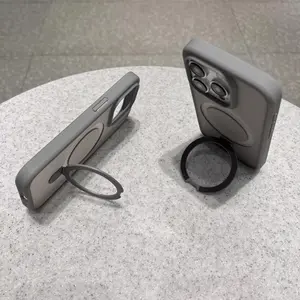 Luxury Magnetic Kickstand Case for iPhone 12 13 Pro Max 14 15 Plus 16 17 Pro Max Air, Semi-Transparent Matte Finish with Built-in Integrated Stand, Shockproof Protective Cover Skin-friendly Texture Accessories