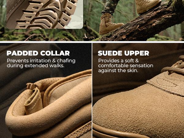 NORTIV 8 TROOPER Men's Military Tactical Boots - Breathable Soft Leather Round Toe Black Boots for Men Work Boots for Men Walking Shoes Boy Footwear Closed Workboots Bota Sand