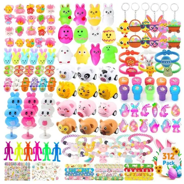 312PCS Easter Egg Fillers & Easter Basket Stuffers for Kids – Mini Toys Assortment for Boys Girls, Easter Egg Hunt Party Favors, Classroom Rewards & Holiday Party Supplies