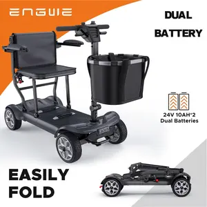 ENGWE Ease 2 Pro Electric Mobility Scooter 43.2Lbs Lightweight Foldable for Adults Seniors 24Miles Travel 240WH Lithium Batteries Dual Batteries Ultra-light Scooter with Constant Speed System & Large Basket Manufacturer Warranty,UL 2272 Certified