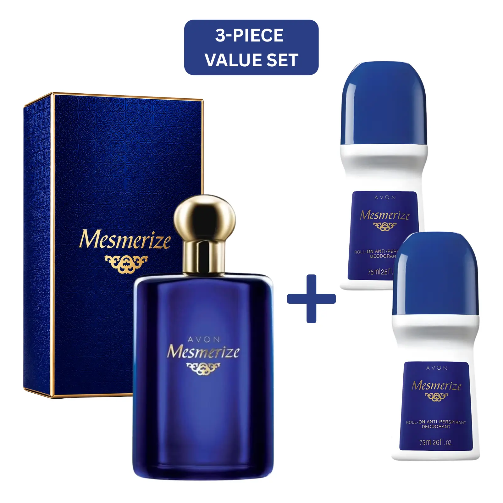 Mesmerize 3-Piece Value Set – Cologne Spray 3.4 oz + 2 Roll-On Deodorants Bundle