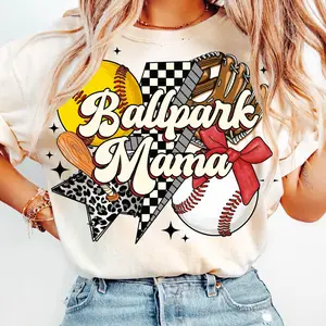 Softball Baseball Mama Ballpark Retro Tshirt