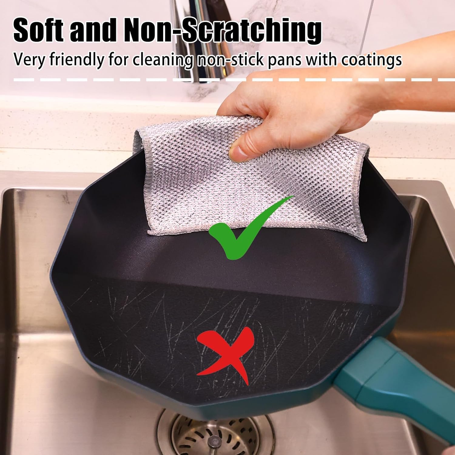 10 Counts Dishwashing Rags Multipurpose Non-Scratch Silver Mesh Dishcloths for Wet & Dry Use Reusable Kitchen Cleaning Cloths for Pots Pans and Sinks Steel Traditional - Cleaner 10 Counts Dishwashing Rags Multipurpose Non-Scratch Silver Mesh Dishcloths for Wet & Dry Use Reusable Kitchen Cleaning Cloths for Pots Pans and Sinks Steel Traditional - Cleaner