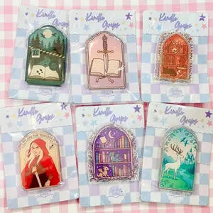 Fantasy Bookish Phone Grip Collection, Magical Library & Fairy Tale Designs, Magnetic Kindle & Phone Holder, Gift for Readers