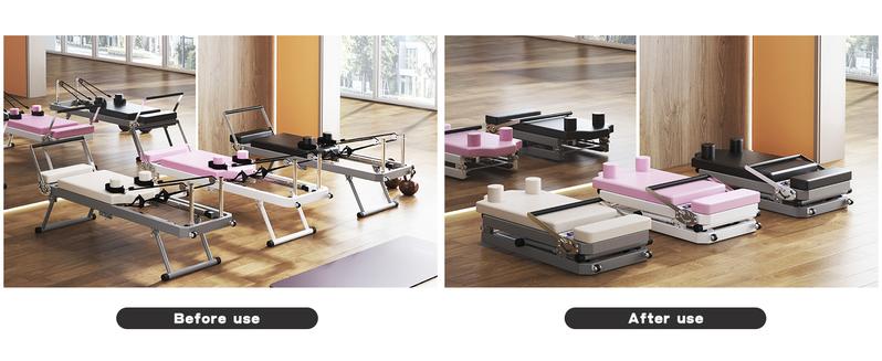 Nicole Selection Reformer Pilates Reformer Foldable Machine with 330.5lbs Weight Capacity, Complimentary Elastic Cords, Eco-Silicone Leather & Easy to Fold Storage Stretching Gear Gymnastics, 40JYHBPT, For Christmas Gifts Yoga Equipment Workout Bands