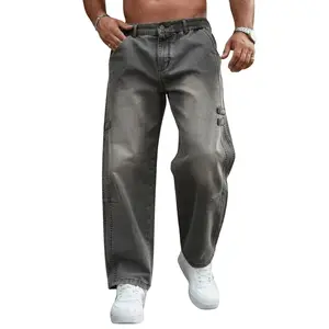 Baggy Relaxed-Fit Trousers with Distressed Finish & Side Utility Pockets - Edgy Everyday Bottoms