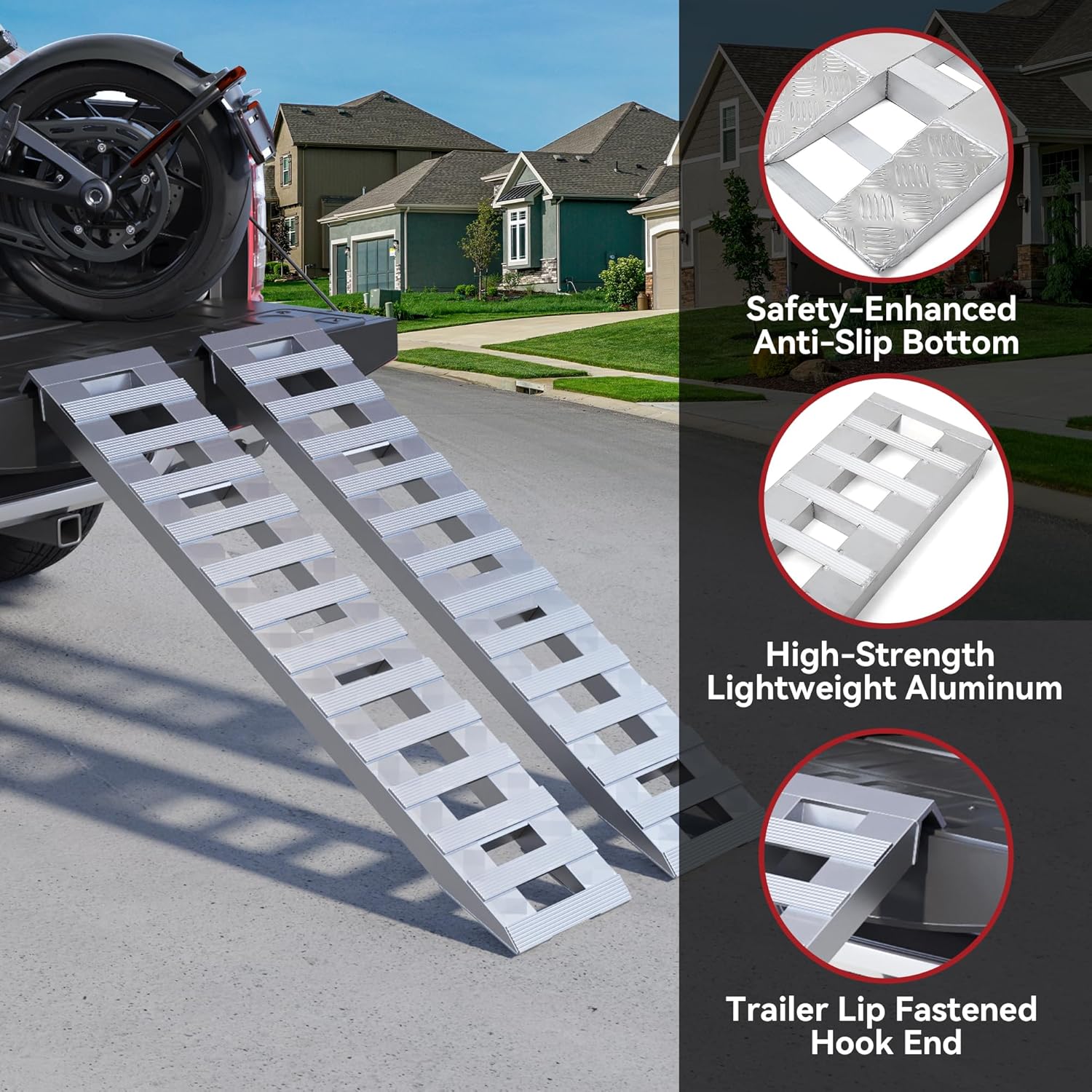 YITAMOTOR 2pcs 6000lbs 60" x 12" / 72" x 15" / 84" x 14" Aluminum Trailer Ramps, Heavy Duty Aluminum Trailer Ramps, Loading Ramps Car ATV Truck Auto Hauler Knife & Hook Ends YITAMOTOR 2pcs 6000lbs 60" x 12" / 72" x 15" / 84" x 14" Aluminum Trailer Ramps, Heavy Duty Aluminum Trailer Ramps, Loading Ramps Car ATV Truck Auto Hauler Knife & Hook Ends