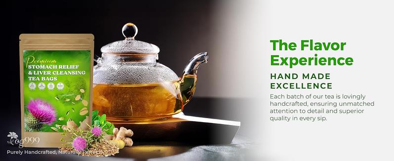 TOG999, Premium Stomach & Liver Herbal Tea – 60 Tea Bags – Milk Thistle Seed, Ginger, Fennel, Peppermint & Licorice – Caffeine-Free – Soothing & Refreshing Herbal Blend for Daily Enjoyment