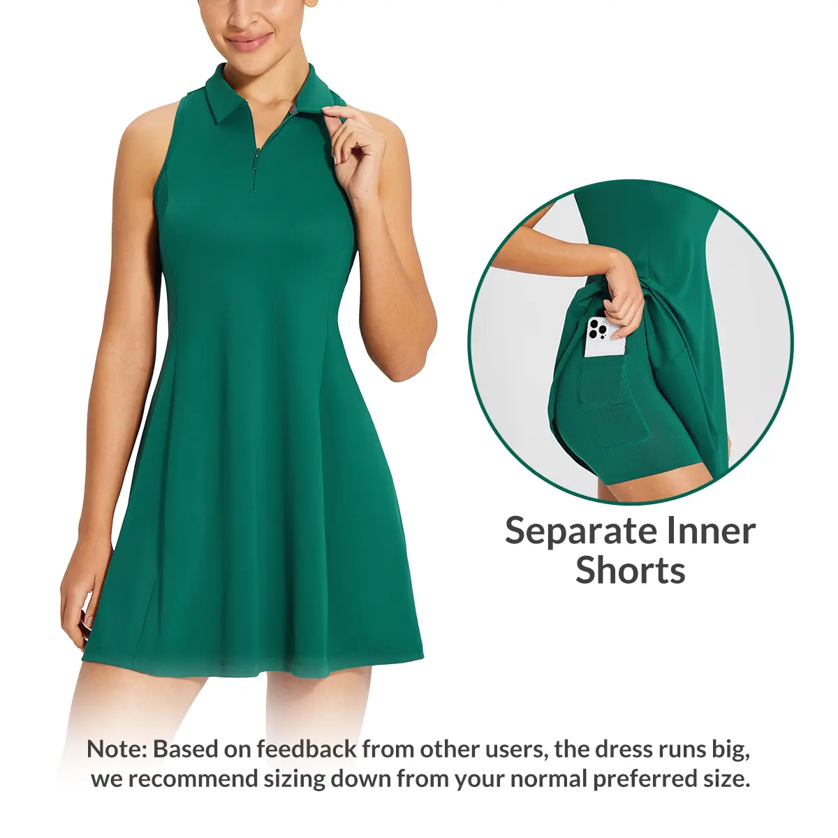 baleaf Womens Golf Dress Sleeveless Tennis Dress with Built in Shorts Pockets Racerback Workout Athletic Dresses