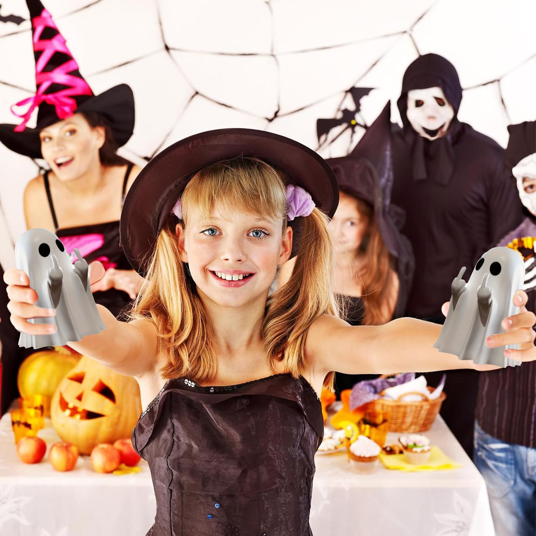 Halloween Ghost Figurine - Spooky Resin Middle Finger Statue, Cute Decor for Halloween Decorations, Porch and Indoor Spooky Home Decor Halloween Ghost Figurine - Spooky Resin Middle Finger Statue, Cute Decor for Halloween Decorations, Porch and Indoor Spooky Home Decor