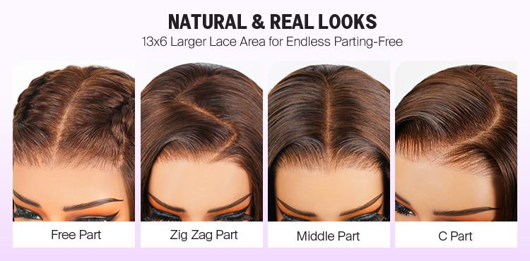 [Soft Glam Waves] Megalook #4 Brown Chocolate 13x6 Glueless Lace Frontal Wig Transparent HD Lace Frontal Wigs Pre-plucked Natural Hairline Put on Go Beginner Friendly Wig