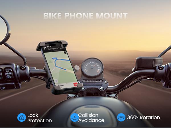 Lamicall Bike Motorcycle Phone Mount - [1s Quick Lock] Bike Cell Phone Holder Clip, Bicycle Scooter Handlebar Clamp, for iPhone Air, 17 16 15 Pro Max, Galaxy S25 S24 Ultra, More 6-7" Phones