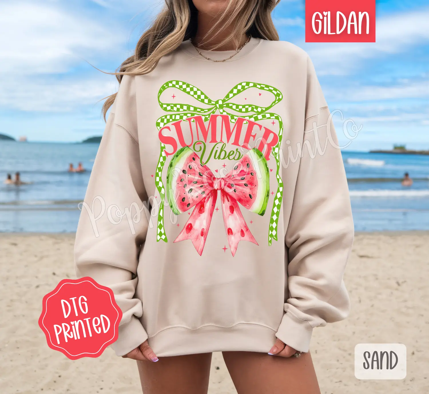 Watermelon Summer Vibes Sweatshirt, Cute Summer Sweater, Girly Beach Crewneck