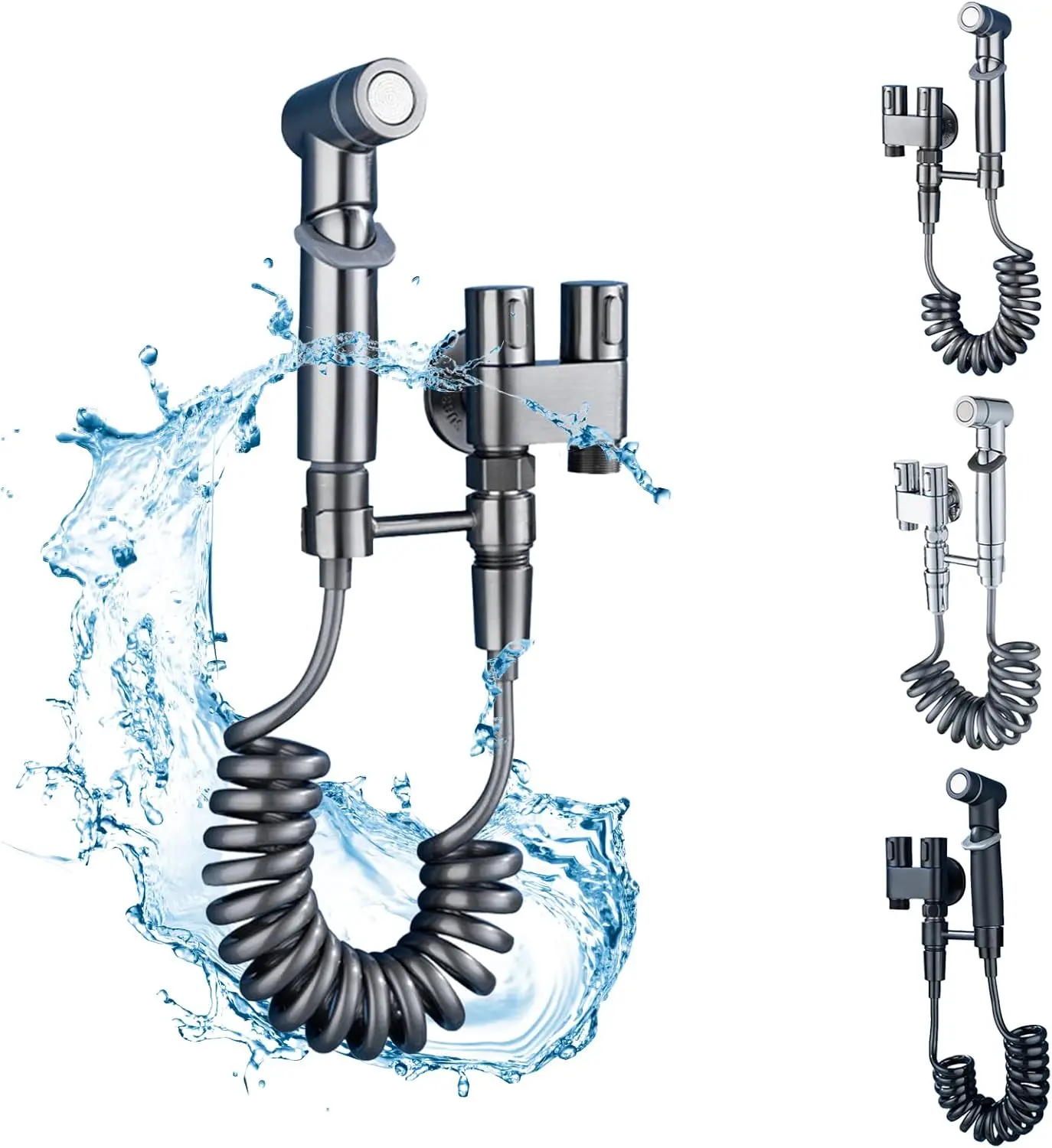 1-In-2-Out Washing Machine and Toilet Faucet, 1-In-2-Out Dual Control Valve, Dual Control Valve for Bidet, Bathroom Faucet Double Handle Dual Control, Easy to Assemble