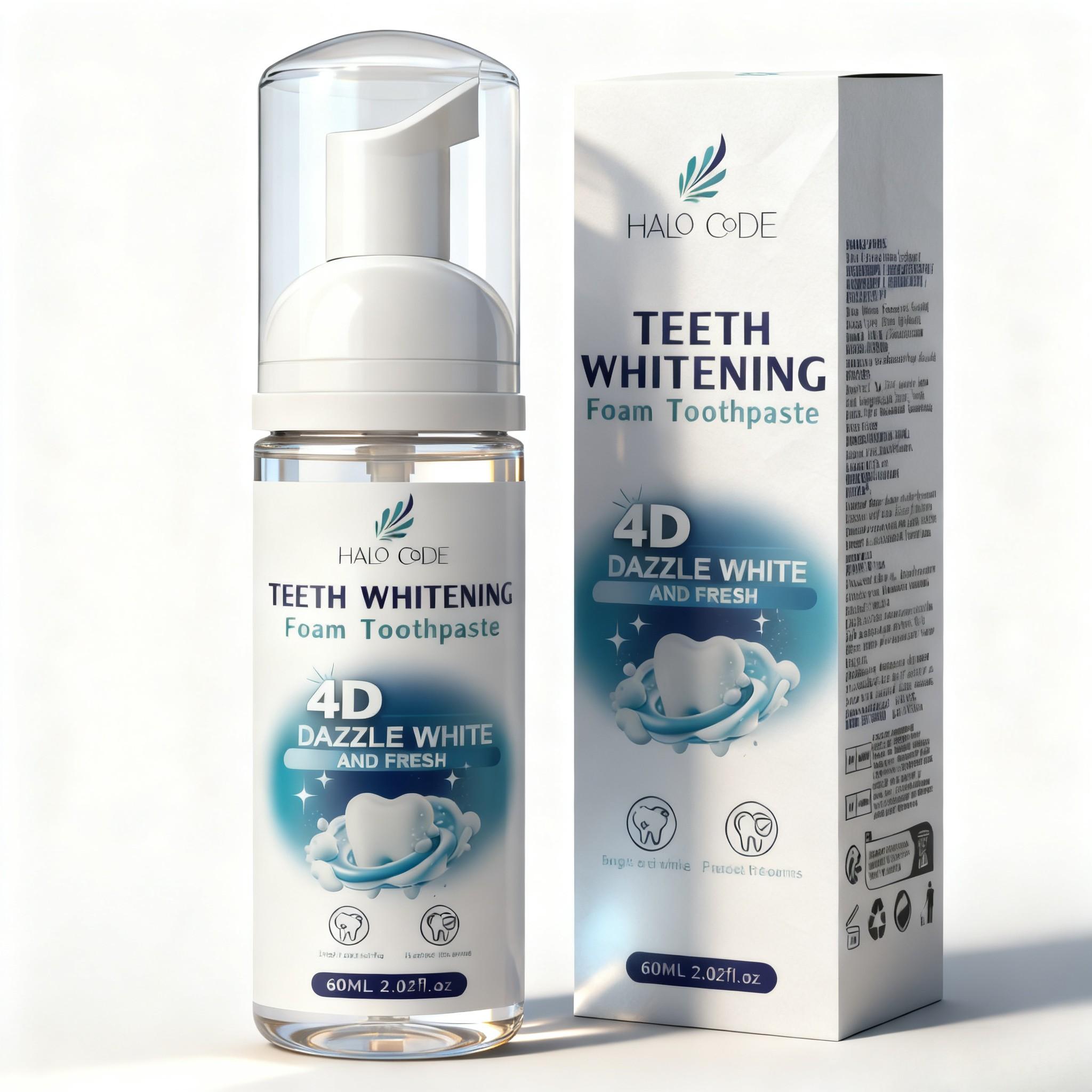 Halo Code 60ml Gum Protecting Foam Toothpaste,Deep Cleaning Oral Care Toothpaste,Oral Care Product for Men and Women Cleansing Brightening Boost