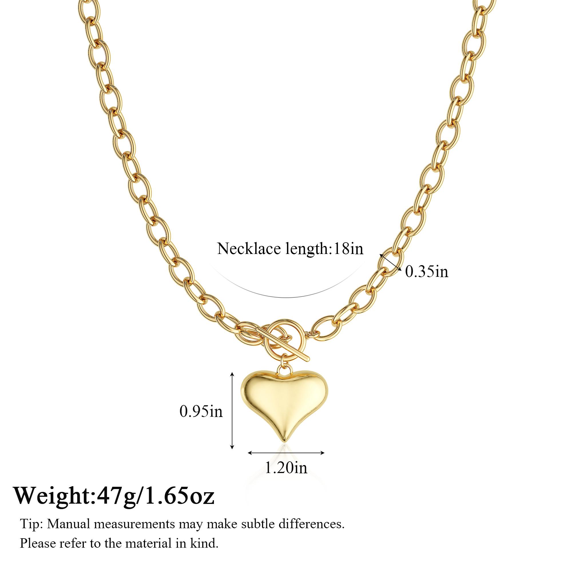 Tewiky 14K Gold/Silver Plated Heart Shape Pendant Necklace for Women Trendy Heart-shaped Paperclip Chain Necklace For Valentine's Day gifts Tewiky 14K Gold/Silver Plated Heart Shape Pendant Necklace for Women Trendy Heart-shaped Paperclip Chain Necklace For Valentine's Day gifts