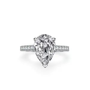 #66 (Pear Cut 4CT) 925 Sterling Silver Synethic Moissanite Ring