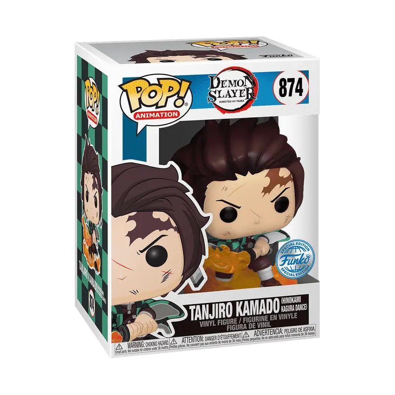 Funko Pop! Demon Slayer - Tanjiro Kamado (Hinokami Kagura Dance) (Common) #874 Exclusive (Sticker may vary) Collectible Pop Vinyl Figure