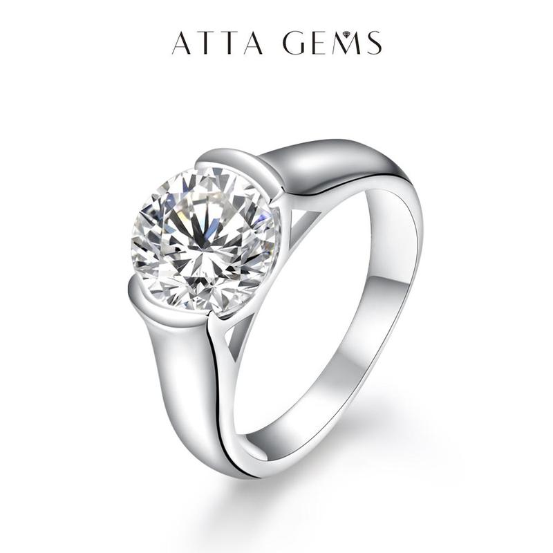 Classic Ronud Cut 3.0ct-2.0ct Synthetic Moissanite Ring for Women 925 Sterling Slver Engagement Wedding Fine Jewelry Gift R113