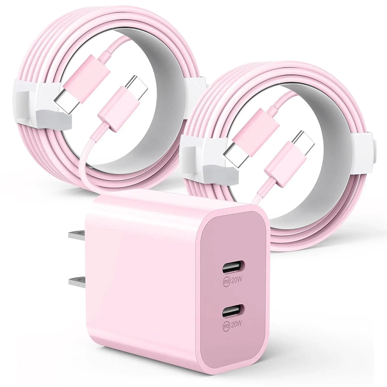 For iPhone 17 Charger, Dual Port 40W USB With  2pcs 6ft USB C Cable for iPhone 17/16/15 Plus/15 Pro Max/12.9/11 inch/iPad Air/Mini/4/5th/6 Pd Fast Charging Cellphone