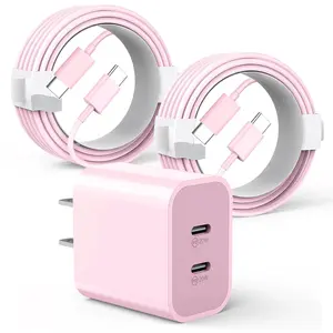 For iPhone 17 Charger, Dual Port 40W USB With  2pcs 6ft USB C Cable for iPhone 17/16/15 Plus/15 Pro Max/12.9/11 inch/iPad Air/Mini/4/5th/6 Pd Fast Charging Cellphone