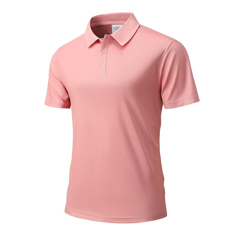 Men's Solid Color Turn-down Collar Polo Shirt Short Sleeve Business Casual Simple Slim Fit Breathable T-shirt Office Menswear