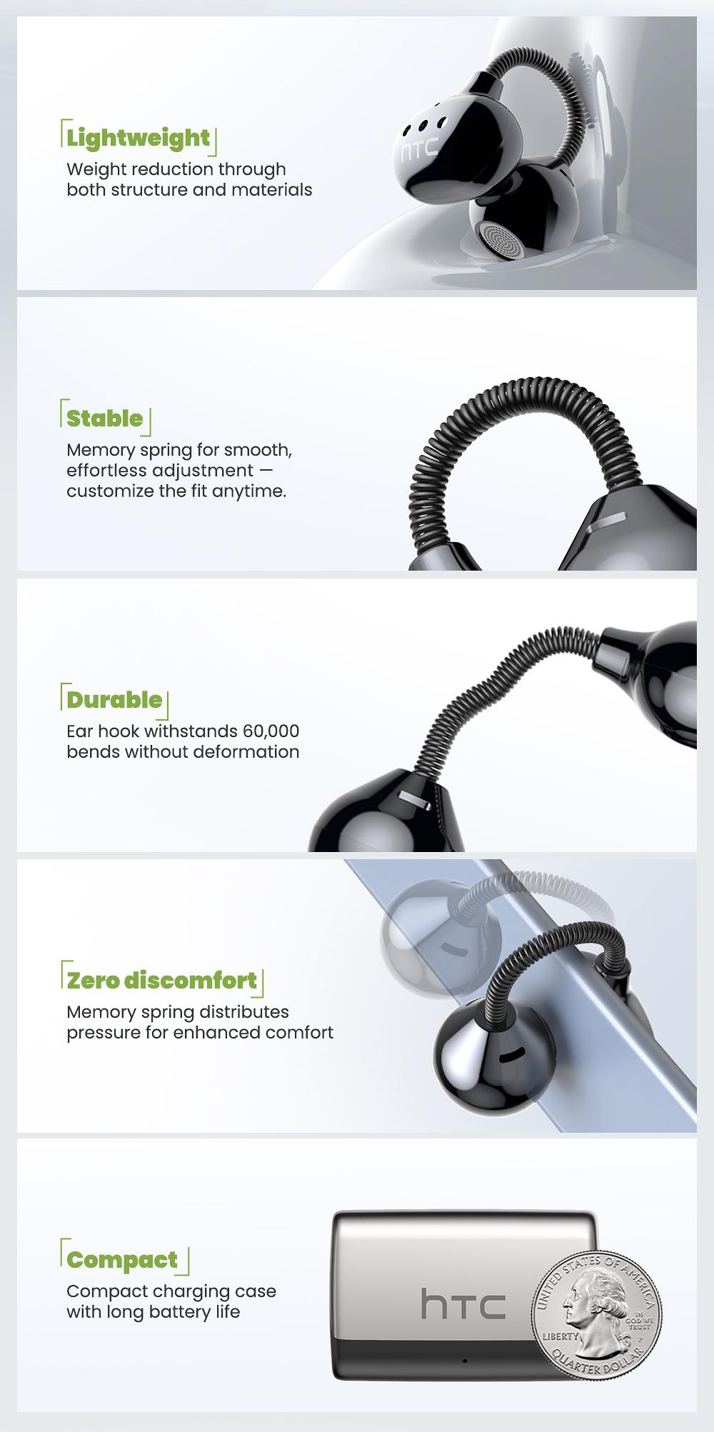 HTC NE67 AI Headset Translates 134 Languages with App Download Wireless Earphone 30-Hour Battery IPX Waterproof Hi-Fidelity Sound for Movies Music Sports Office