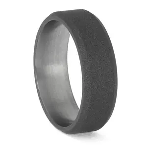 Low-Key Sandblasted Titanium Wedding Band