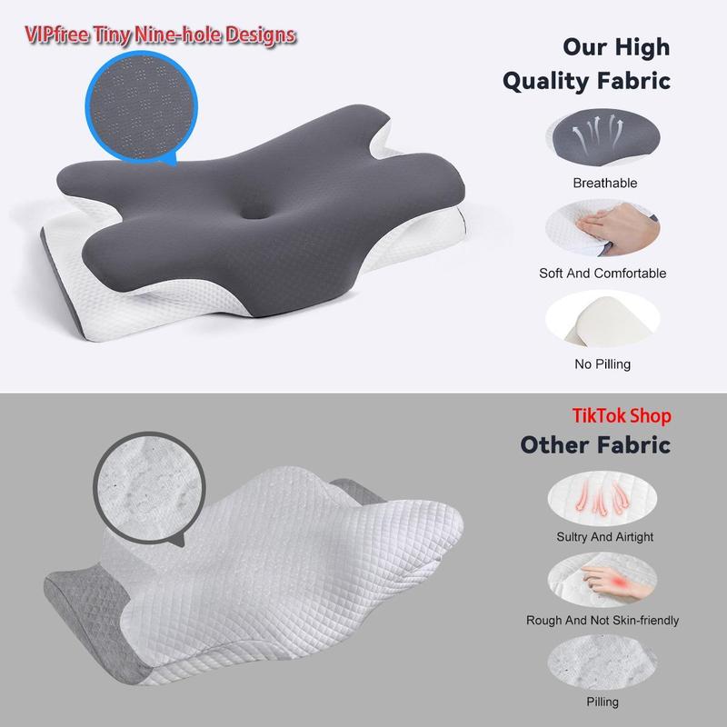 VIPfree Cervical Support Pillow - Adjustable Ergonomic Memory Foam with Breathable Removable Pillowcase & Free Gift - OEKO-TEX Certified Quality Sleep Solution VIPfree Cervical Support Pillow - Adjustable Ergonomic Memory Foam with Breathable Removable Pillowcase & Free Gift - OEKO-TEX Certified Quality Sleep Solution