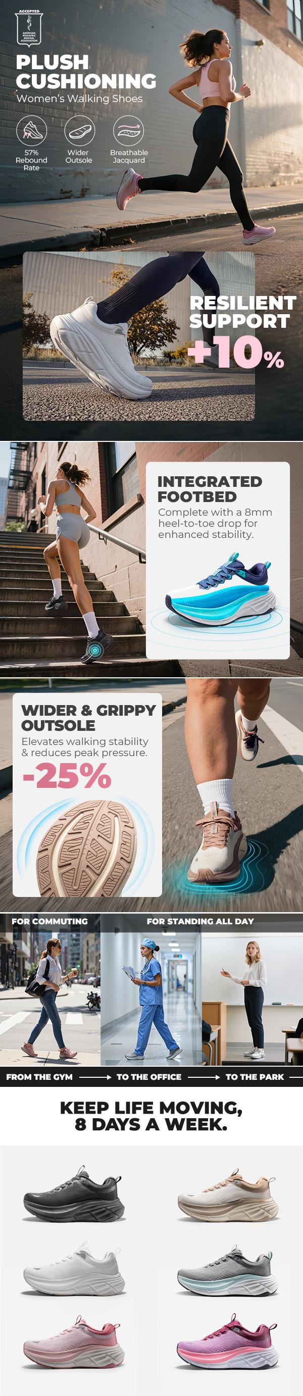 NORTIV 8 [ActiveBreeze] Women's Walking Shoes Cushion Comfortable ActiveBreeze Running Shoes Non-Slip Workout Gym Sports Athletic Breathable Fashion Sneakers Running Sneaker Athletic Shoes