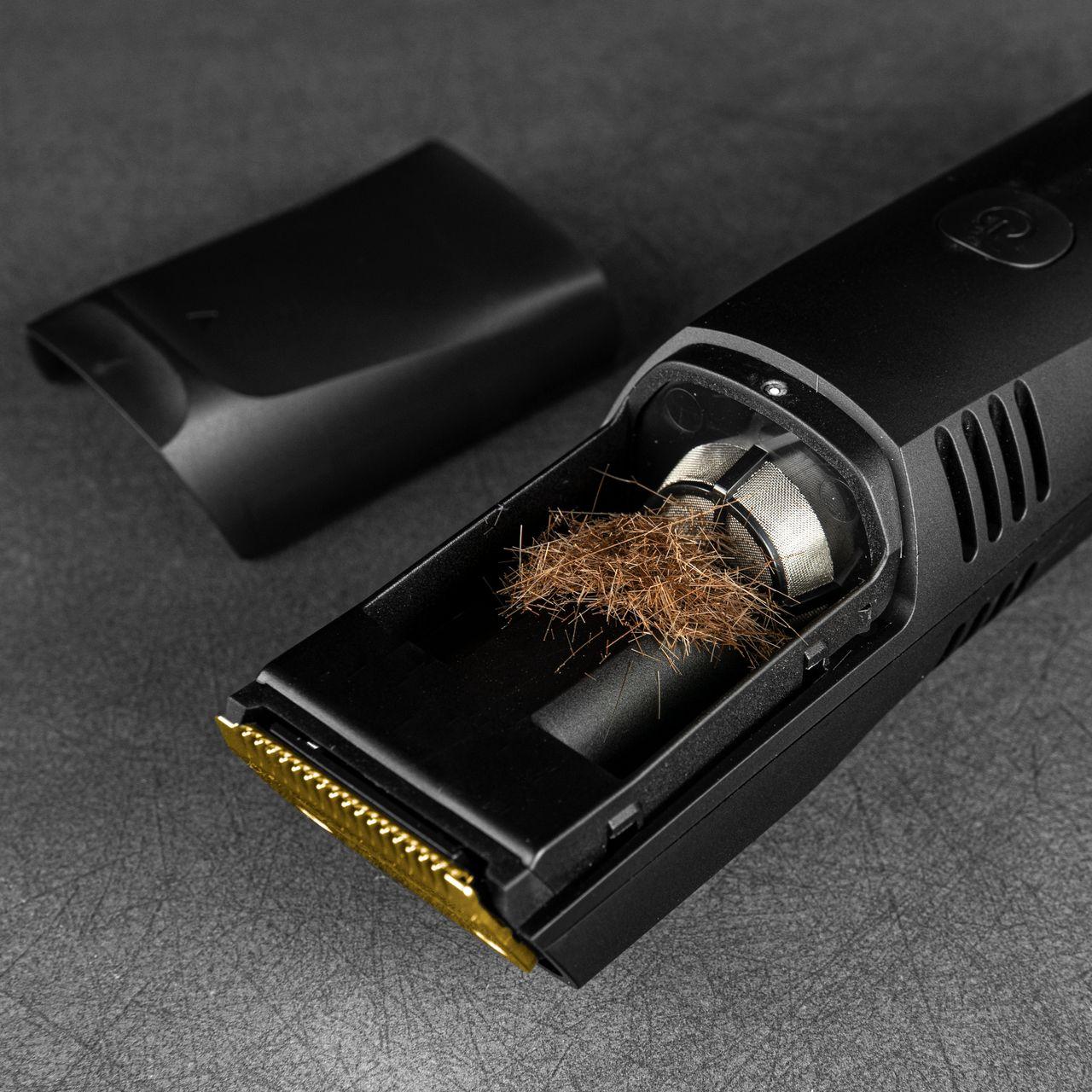 VacuTrim - Vacuum Beard Trimmer, Titanium Blade, Built-In Vacuum, Reachargeable, LED Display, Electric Shaver with 20 Trim Settings, Calibration Dial, Rechargeable, Cord Included, Comb Attachments, Cleaning Brush