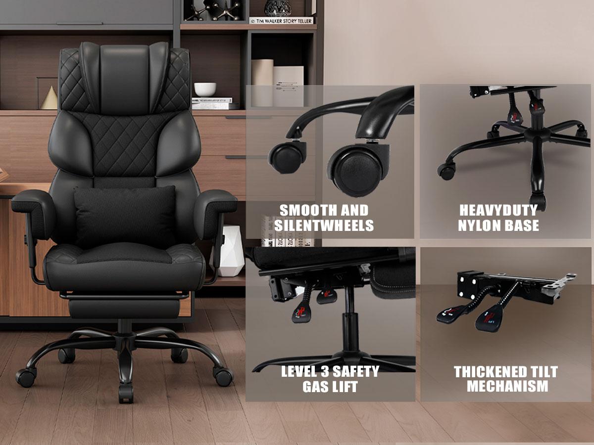 Vonesse Big and Tall Office Chair, Computer Chair with Soft Adjustable Armrests, Ergonomic Gaming Chair with Breathable Linen Design, Executive Chairs with Footrest  V3048A