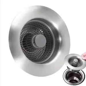 3-in-1 Pop-Up Sink Drain Strainer – Stainless Steel Bounce Filter Stopper for Kitchen Sinks, Anti-Clog Design with Easy Push-On Operation