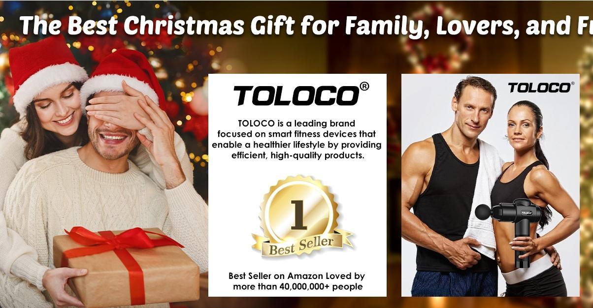 TOLOCO deep tissue massage gun features 10 heads and a silent brushless motor. Ideal for athletes and pain relief. Perfect cordless Christmas gift! Adjustable Massager