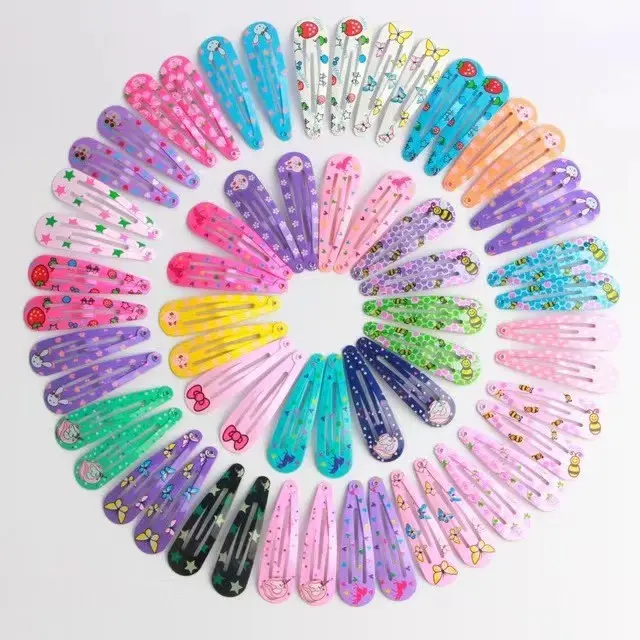 60 PCS Cute Hair Clips for Girls, Colorful Printed BB Snap Clips, Mixed Pattern Hair Accessories