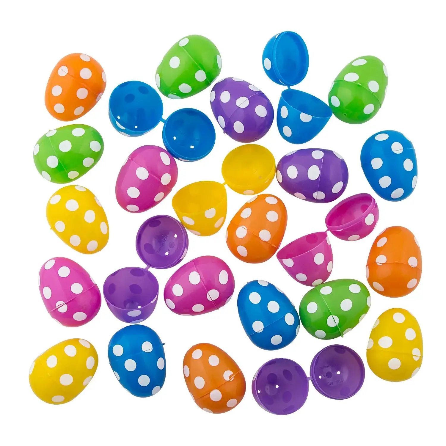 2 1/2" Bulk 144 Pc. Bright Polka Dot Plastic Easter Eggs 2 1/2" Bulk 144 Pc. Bright Polka Dot Plastic Easter Eggs