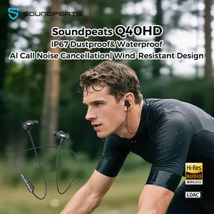 SoundPEATS Q40HD Bluetooth Earbuds 11mm Dual Dynamic Driver Units with Built-in Microphone Stereo Bass In-Ear Design LADC Lossless Audio Quality 20-Hour Battery Life IP67 Dust and Water Resistance Rating 99.9% Antibacterial Rate