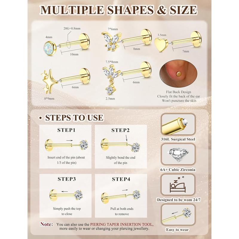 FIASASO Hypoallergenic Flat Back Stud Earrings Surgical Steel Cartilage Earrings for Women Flatback Threadless Push in Nose Studs Lip Labret Medusa Conch Helix Tragus Piercing Jewelry 16G/18G/20G FIASASO Hypoallergenic Flat Back Stud Earrings Surgical Steel Cartilage Earrings for Women Flatback Threadless Push in Nose Studs Lip Labret Medusa Conch Helix Tragus Piercing Jewelry 16G/18G/20G