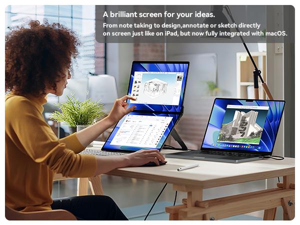 EHOMEWEI X2 Air extra Dual monitor 14.2“2.8K IPS 90Hz 400Nit 100% sRGB Full Metal Body with Kick Stand Ultra Slim, Stylus & Touch for Office, For Laptop PC Mac XBox Sitch2 PS Dual Speaker High-Definition Touchscreen