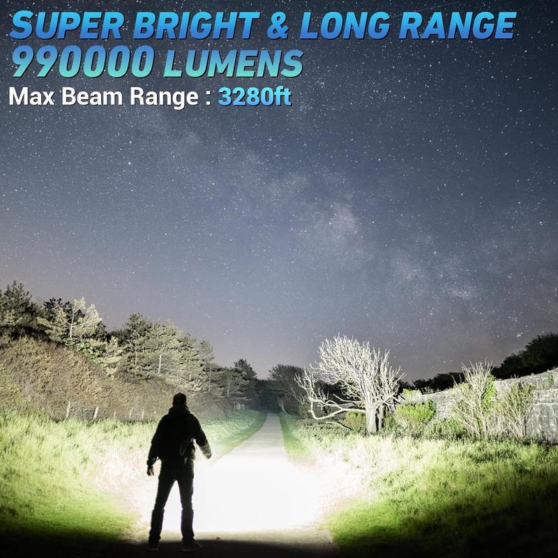 2 Pack High Lumen Rechargeable LED Flashlight with Five Lighting Modes, Powerful Handheld Emergency Flashlight, Suitable for Home Camping and Daily Emergencies,Waterproof Powerful Zoomable Flash Light,Gift for Dad and Bf